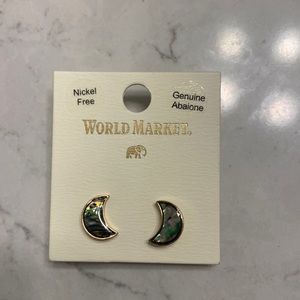 Gold rimmed moon earrings
